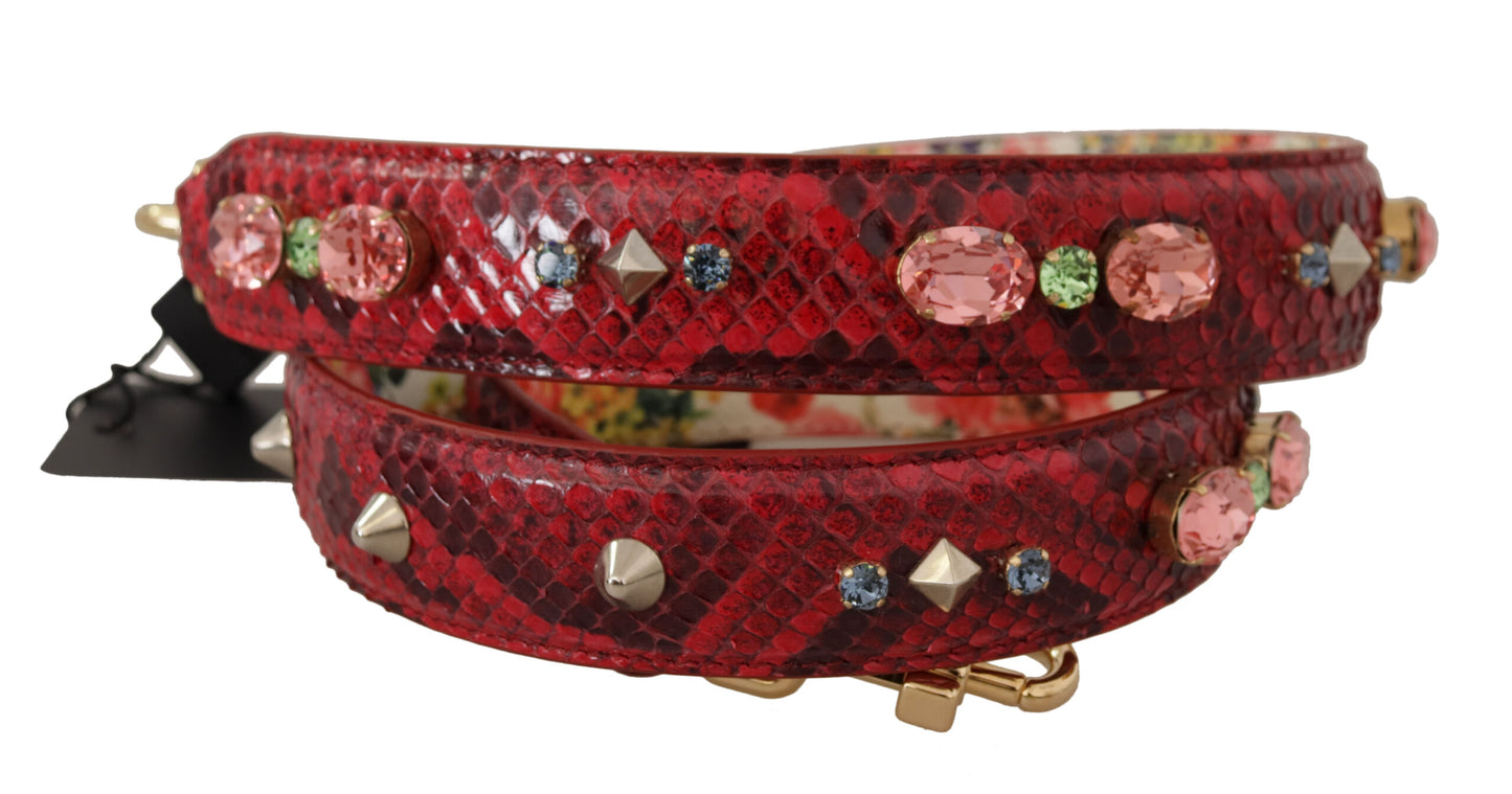 Bandoulière réversible en cuir exotique rouge ornée de cristaux Dolce & Gabbana