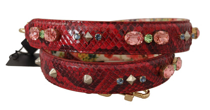 Bandoulière réversible en cuir exotique rouge ornée de cristaux Dolce & Gabbana