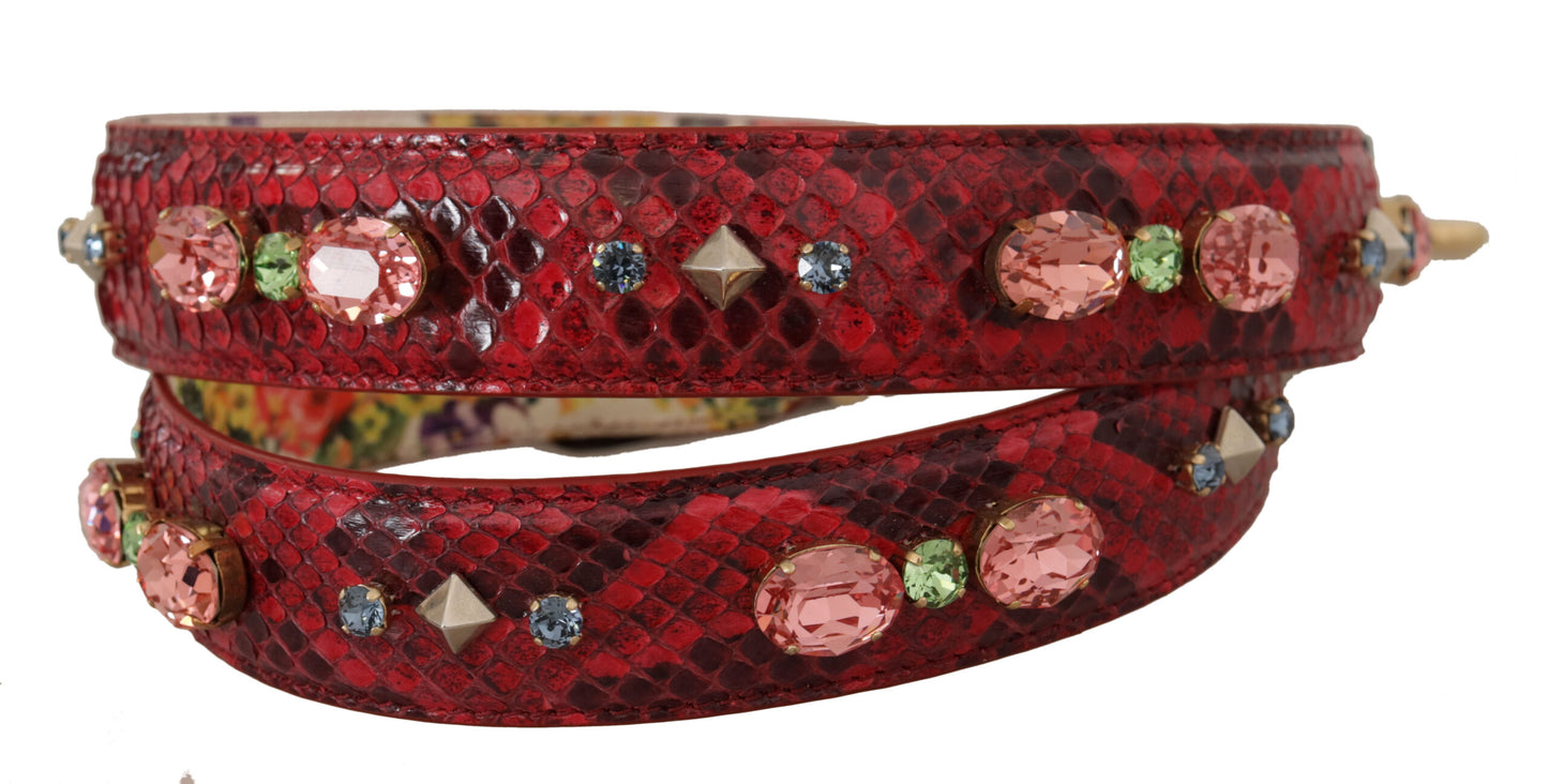 Bandoulière réversible en cuir exotique rouge ornée de cristaux Dolce & Gabbana