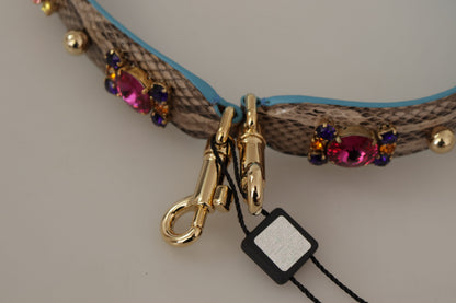 Bandoulière Dolce & Gabbana en cuir exotique marron avec cristaux