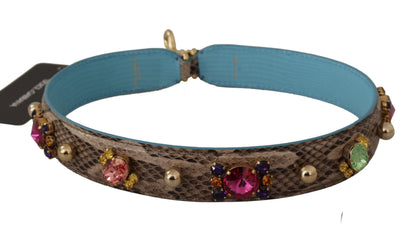 Bandoulière Dolce & Gabbana en cuir exotique marron avec cristaux
