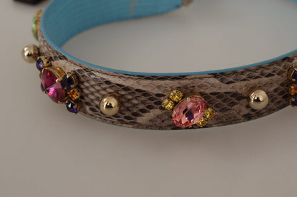 Bandoulière Dolce & Gabbana en cuir exotique marron avec cristaux