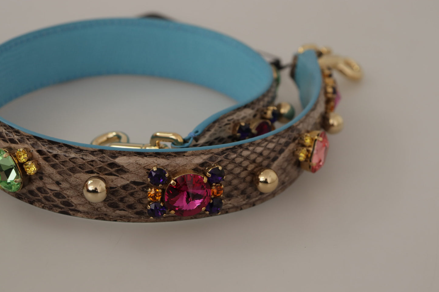 Bandoulière Dolce & Gabbana en cuir exotique marron avec cristaux