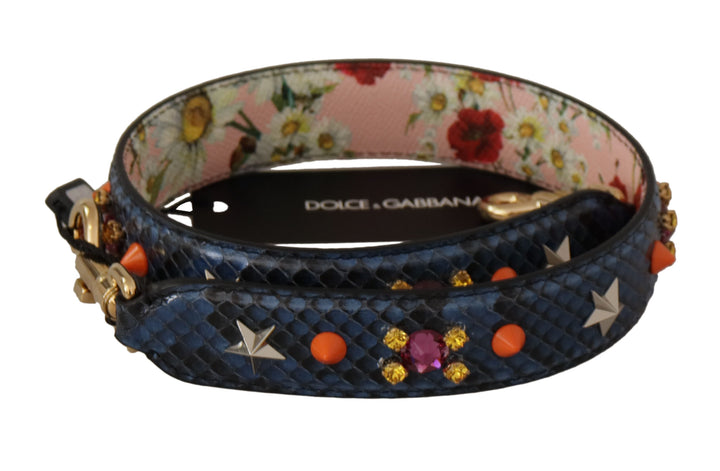 Bandoulière réversible Dolce & Gabbana en cuir exotique bleu et cristaux