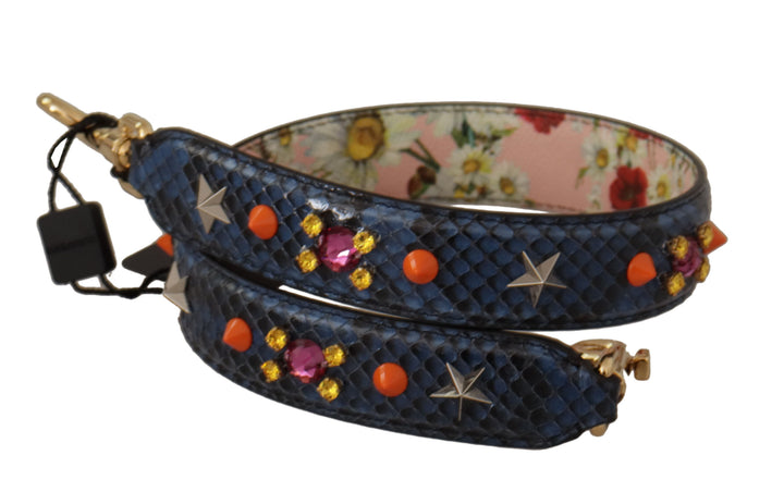 Bandoulière réversible Dolce & Gabbana en cuir exotique bleu et cristaux