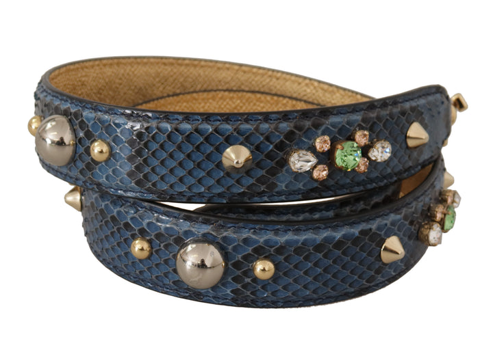 Bandoulière Dolce & Gabbana en cuir exotique bleu orné de cristaux
