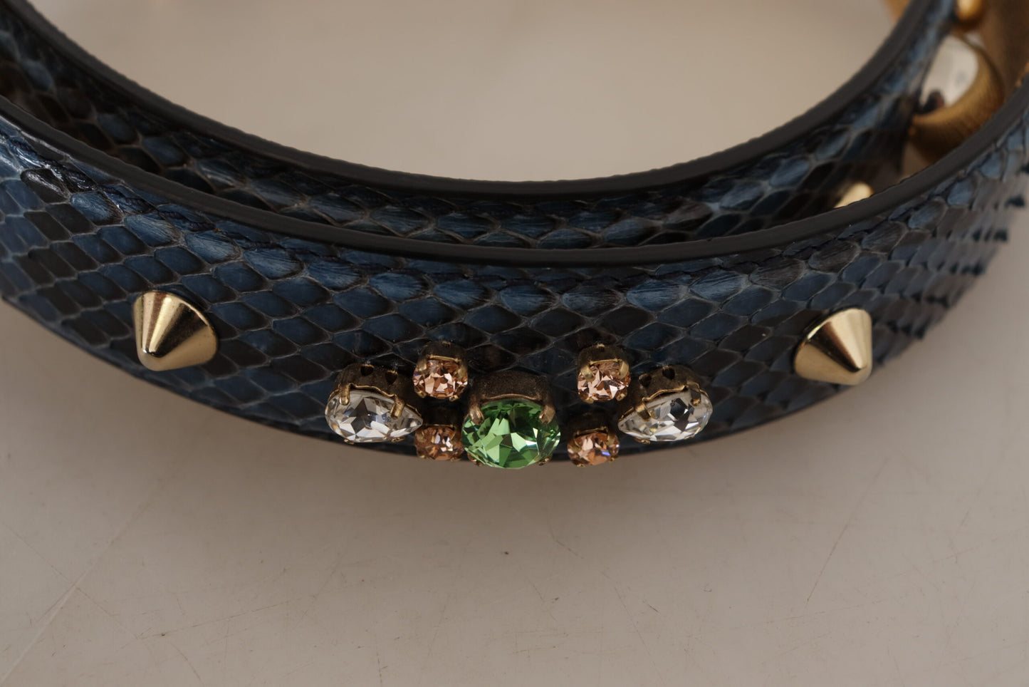 Bandoulière Dolce & Gabbana en cuir exotique bleu orné de cristaux