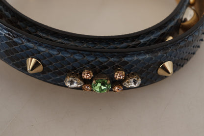 Bandoulière Dolce & Gabbana en cuir exotique bleu orné de cristaux