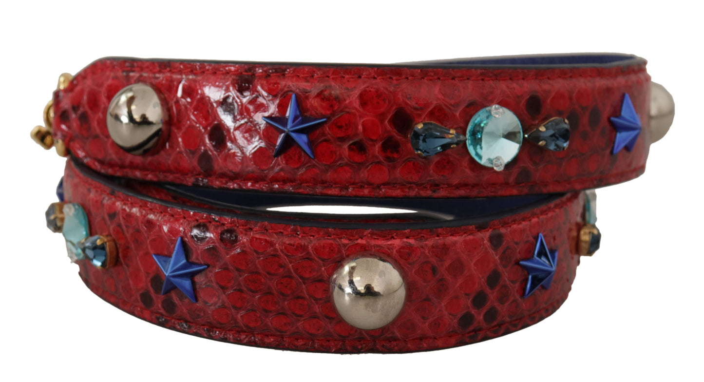 Correa de hombro Dolce & Gabbana de cuero exótico rojo con cristales