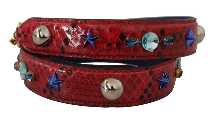 Bandoulière Dolce & Gabbana en cuir exotique rouge et cristaux