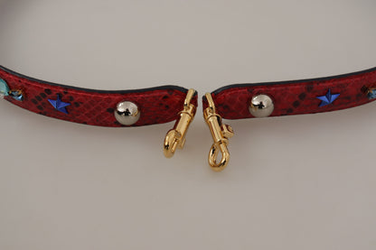 Correa de hombro Dolce & Gabbana de cuero exótico rojo con cristales