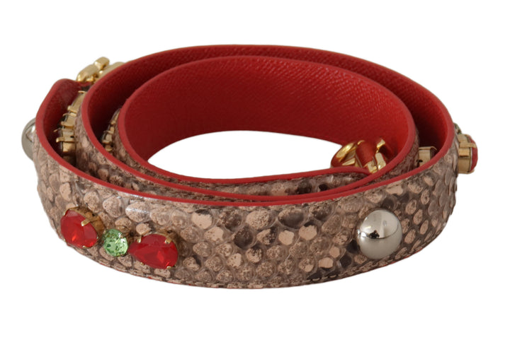 Bandoulière Dolce & Gabbana en Cuir de Python Marron Ornée de Cristaux