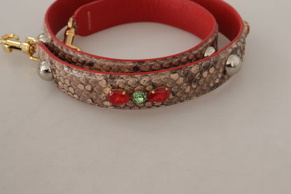Bandoulière Dolce & Gabbana en Cuir de Python Marron Ornée de Cristaux