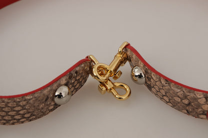 Bandoulière Dolce & Gabbana en Cuir de Python Marron Ornée de Cristaux