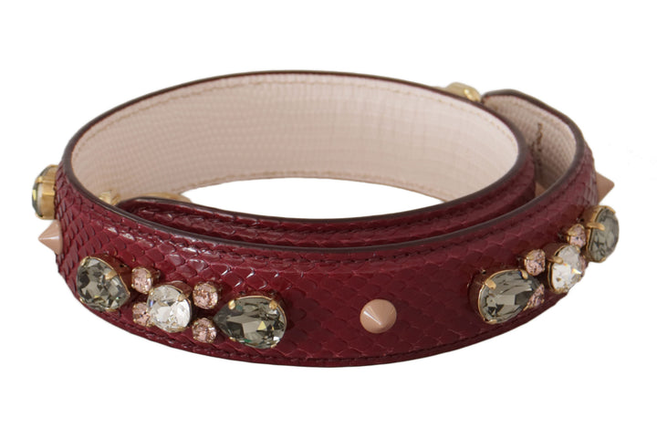 Bandoulière de sac Dolce & Gabbana en cuir bordeaux et cristaux