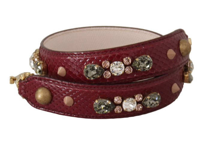 Bandoulière de sac Dolce & Gabbana en cuir bordeaux et cristaux