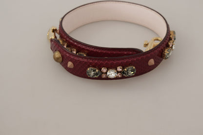 Bandoulière de sac Dolce & Gabbana en cuir bordeaux et cristaux