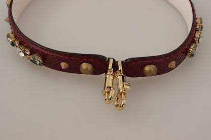 Bandoulière de sac Dolce & Gabbana en cuir bordeaux et cristaux