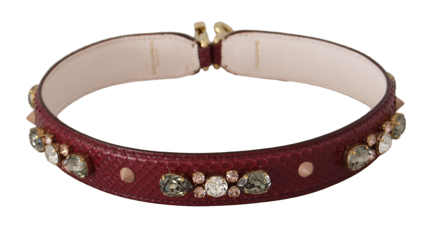 Bandoulière de sac Dolce & Gabbana en cuir bordeaux et cristaux
