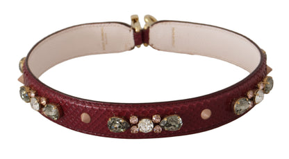 Bandoulière de sac Dolce & Gabbana en cuir bordeaux et cristaux