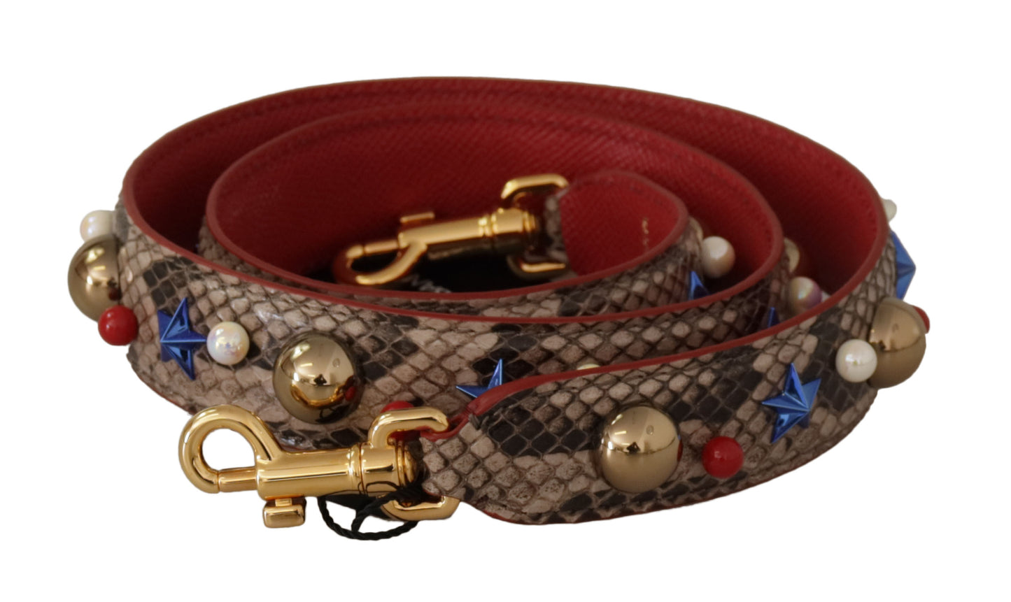 Bandoulière cloutée en cuir de python marron Dolce & Gabbana