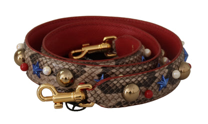 Bandoulière cloutée en cuir de python marron Dolce & Gabbana