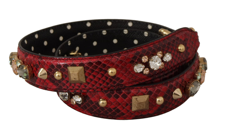 Bandoulière réversible en cuir de python rouge et cristaux Dolce & Gabbana