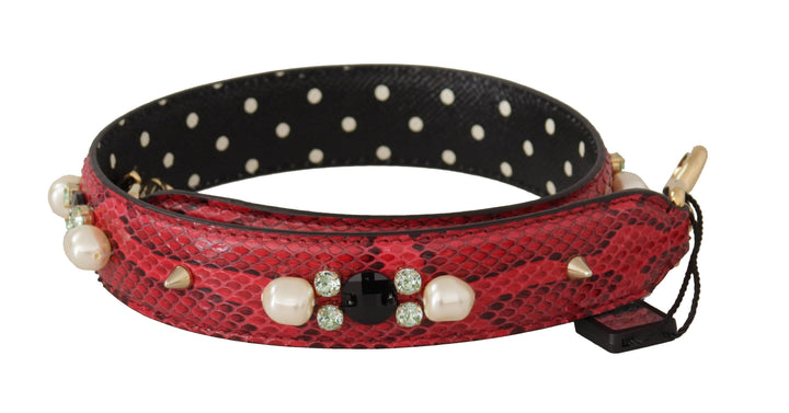 Bandoulière réversible en cuir de python rouge et cristaux Dolce & Gabbana