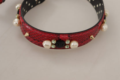 Bandolera reversible Dolce & Gabbana de piel de pitón roja con cristales
