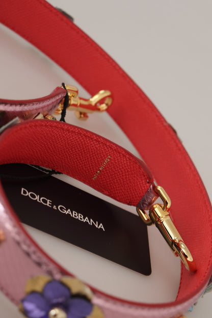 Bandoulière cloutée en cuir rose métallisé Dolce & Gabbana