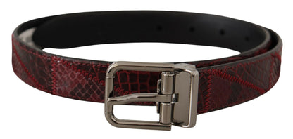 Ceinture Dolce & Gabbana en cuir exotique rouge avec boucle logo en métal