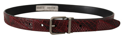 Ceinture Dolce & Gabbana en cuir exotique rouge avec boucle logo en métal
