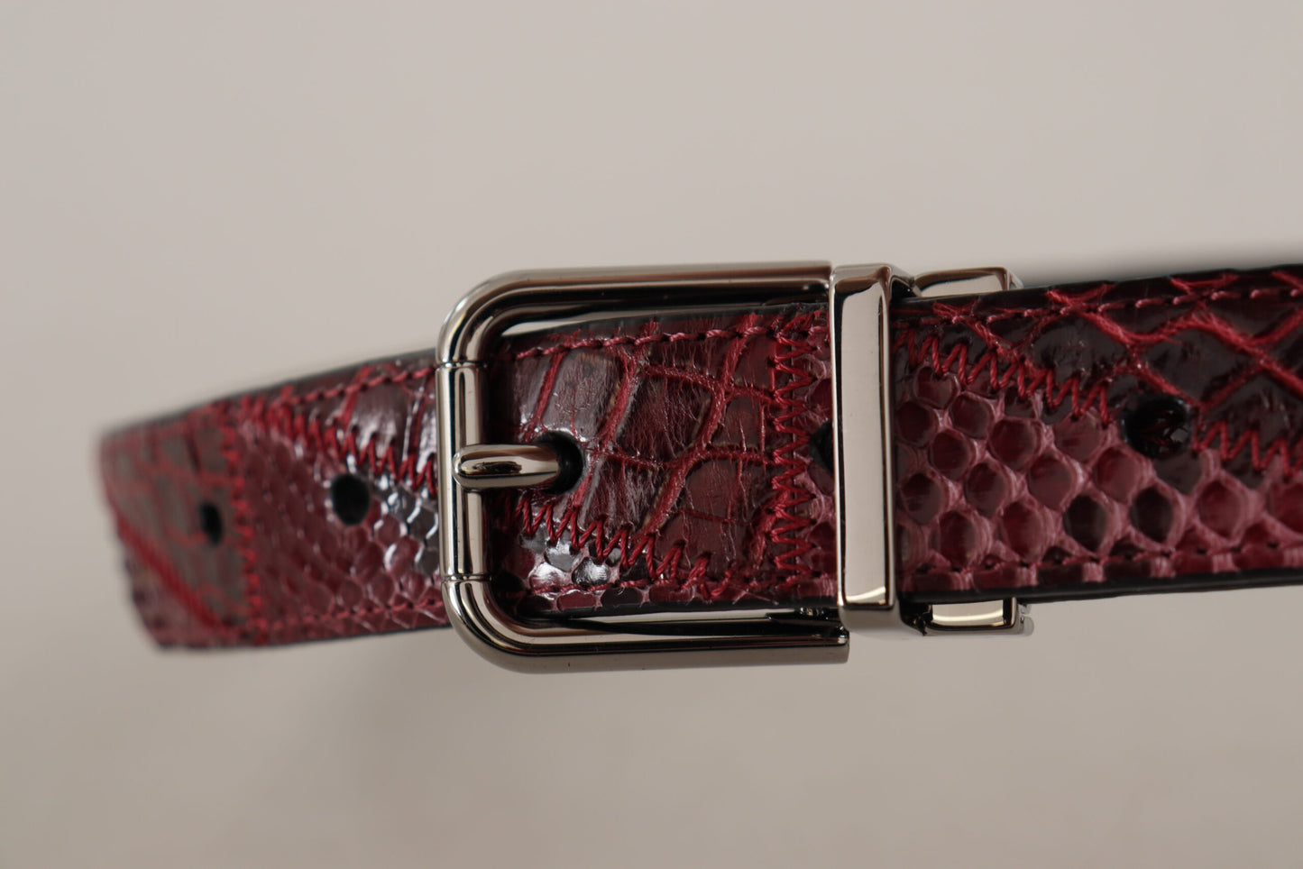 Ceinture Dolce & Gabbana en cuir exotique rouge avec boucle logo en métal