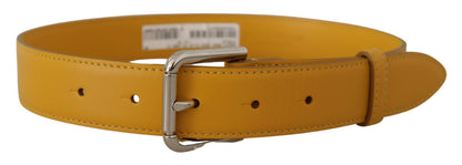 Ceinture Dolce & Gabbana en cuir jaune avec boucle en métal argenté ornée du logo