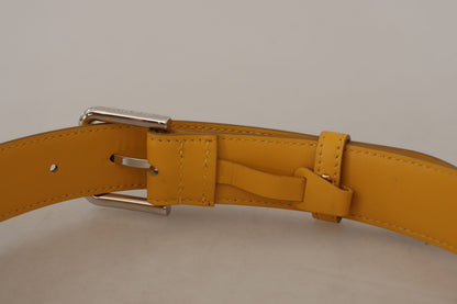 Ceinture Dolce & Gabbana en cuir jaune avec boucle en métal argenté ornée du logo