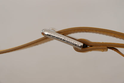 Ceinture Dolce & Gabbana en cuir jaune avec boucle en métal argenté ornée du logo