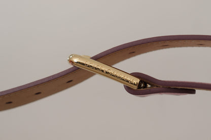 Ceinture Dolce & Gabbana en cuir poli rose métallisé avec boucle logo en métal