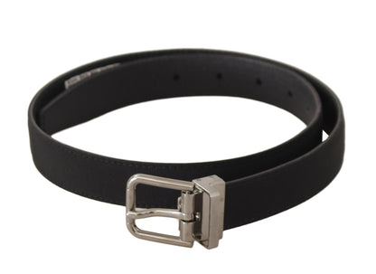 Ceinture Dolce & Gabbana en toile noire et cuir, boucle en métal argenté