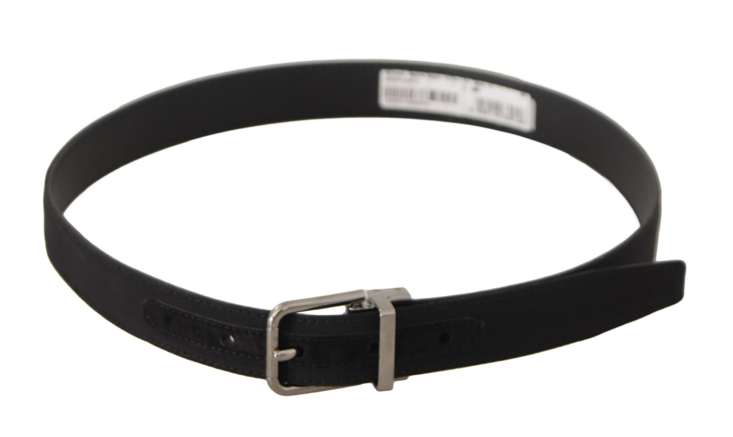 Ceinture Dolce & Gabbana en toile noire et cuir, boucle en métal argenté