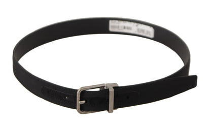 Ceinture Dolce & Gabbana en toile noire et cuir, boucle en métal argenté