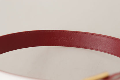 Ceinture Dolce & Gabbana en cuir de veau blanc avec boucle en métal doré bicolore