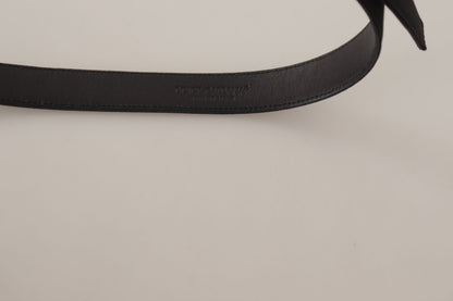 Ceinture Dolce & Gabbana en cuir de veau noir avec boucle en métal vintage