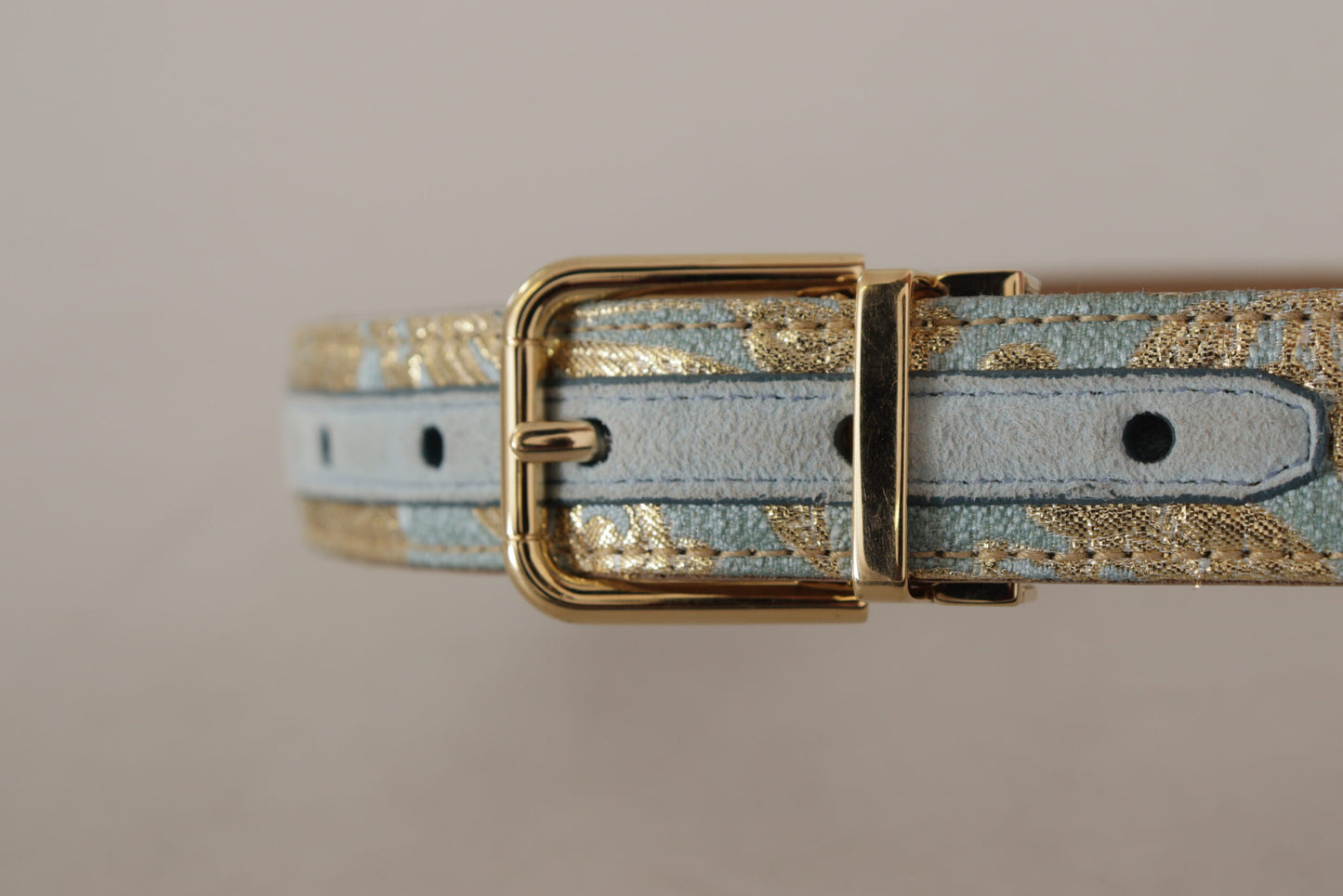Ceinture Dolce & Gabbana en cuir bleu avec jacquard et boucle ardillon en métal doré