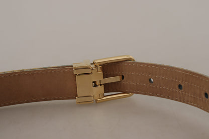 Ceinture Dolce & Gabbana en cuir bleu avec jacquard et boucle ardillon en métal doré