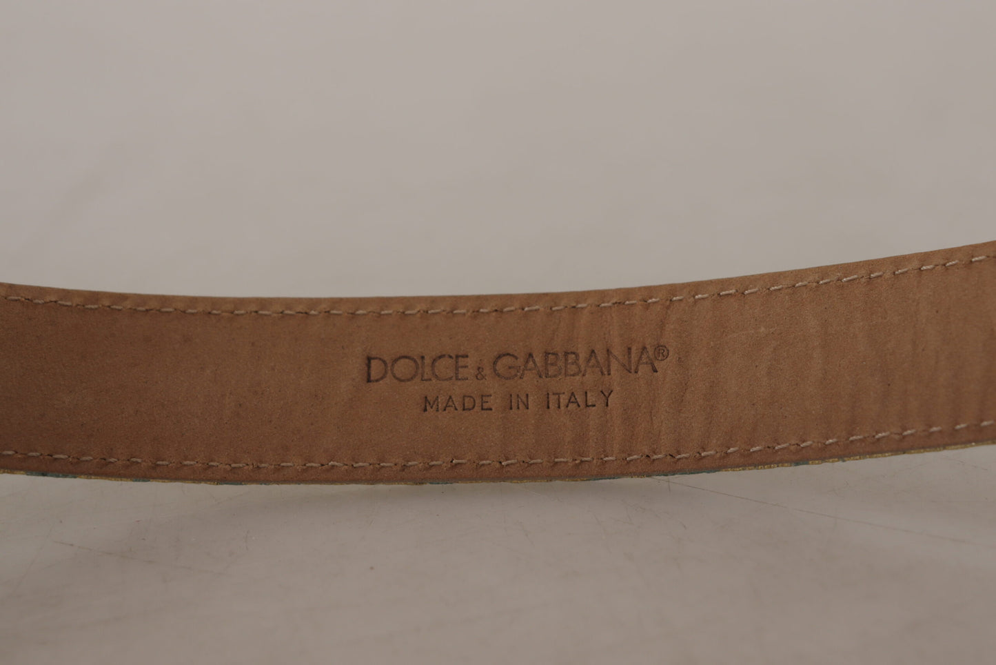 Ceinture Dolce & Gabbana en cuir bleu avec jacquard et boucle ardillon en métal doré