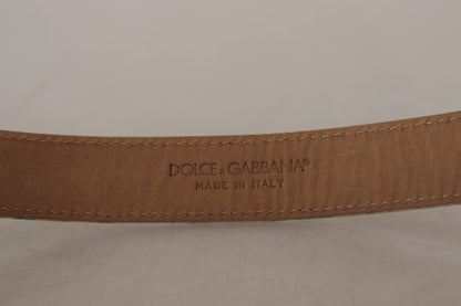 Ceinture Dolce & Gabbana en cuir bleu avec jacquard et boucle ardillon en métal doré