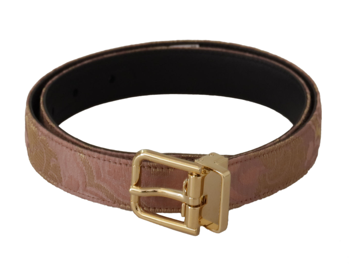 Ceinture Dolce & Gabbana en cuir rose doré avec boucle en métal gravée du logo