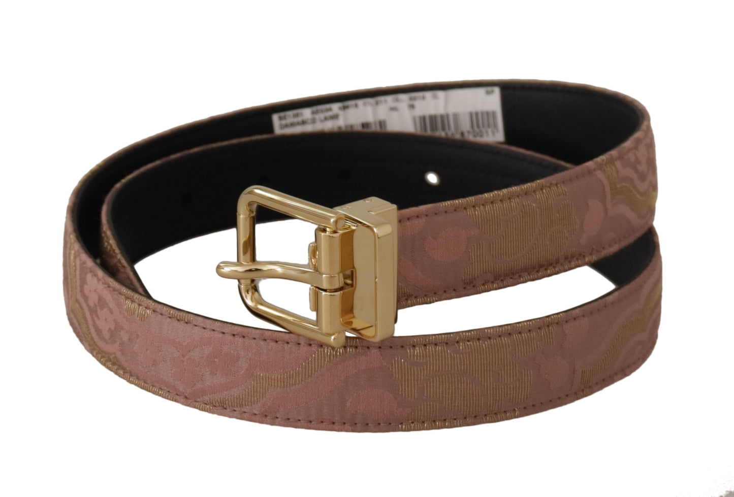Ceinture Dolce & Gabbana en cuir rose doré avec boucle en métal gravée du logo