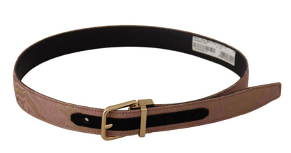 Ceinture Dolce & Gabbana en cuir rose doré avec boucle en métal gravée du logo