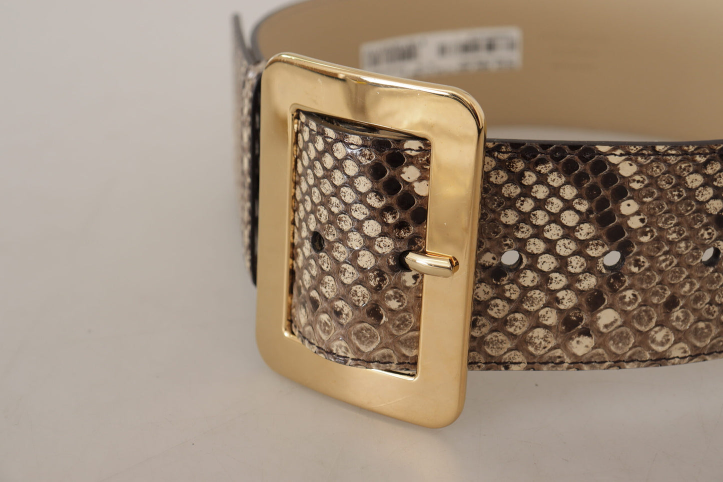 Ceinture large Dolce & Gabbana en cuir exotique marron avec boucle en métal doré